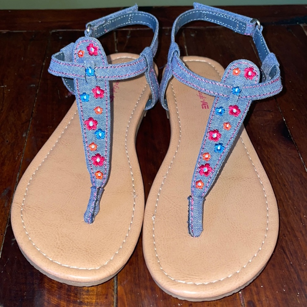 American Eagle Denim and Flower Sandals